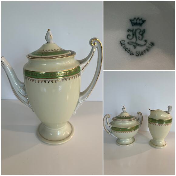 20th Century Czech Demitasse Coffee Pot Creamer & Covered Sugar JL - Picture 1 of 15